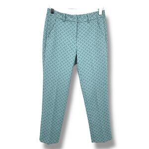 Women's Teal Patterned Slim Ankle Pants